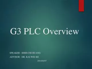 G3 PLC Overview