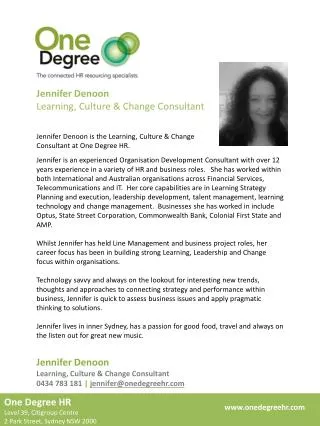 Jennifer Denoon Learning, Culture &amp; Change Consultant