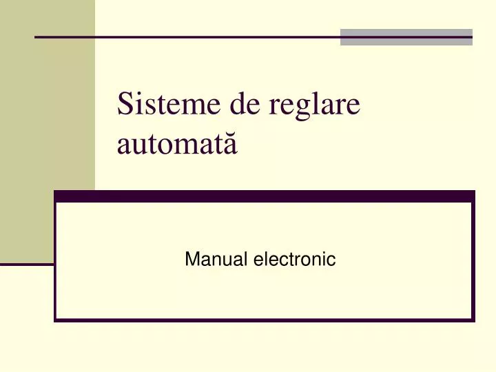 sisteme de reglare automat