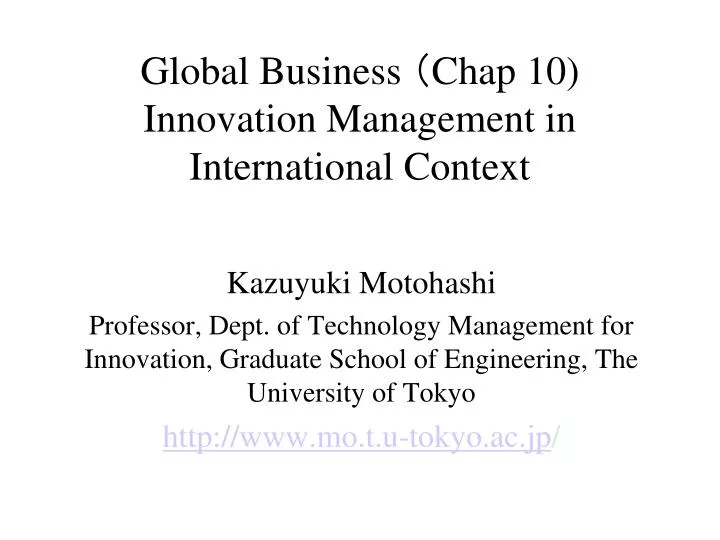 global business chap 10 innovation management in international context