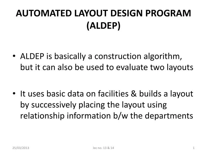 automated layout design program aldep
