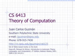 CS 6413 Theory of Computation