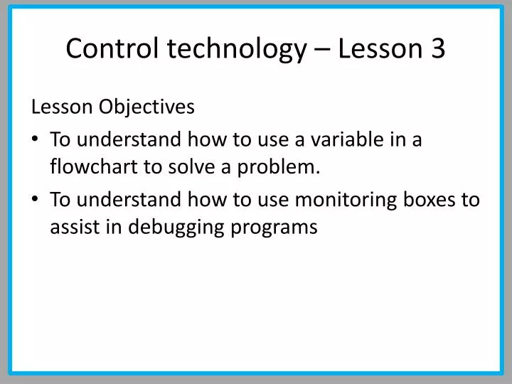 control technology lesson 3