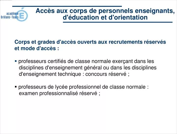 acc s aux corps de personnels enseignants d ducation et d orientation