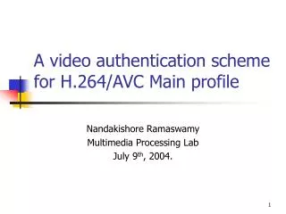 A video authentication scheme for H.264/AVC Main profile