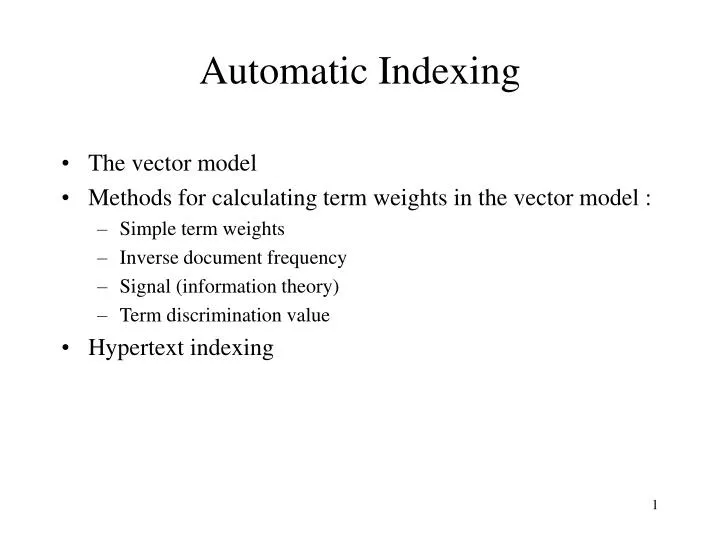 automatic indexing