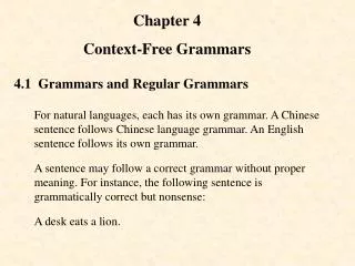 Chapter 4 Context-Free Grammars