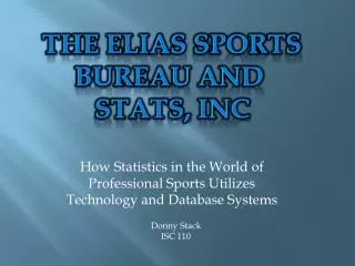 How Statistics in the World of Professional Sports Utilizes Technology and Database Systems