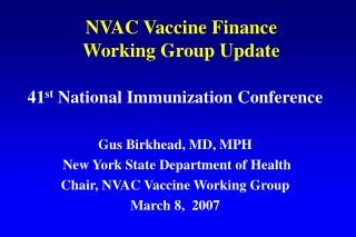 NVAC Vaccine Finance Working Group Update
