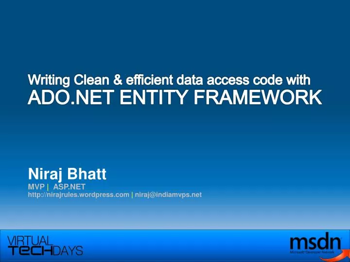 writing clean efficient data access code with ado net entity framework