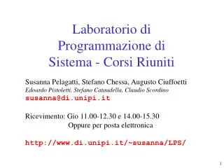 laboratorio di programmazione di sistema corsi riuniti