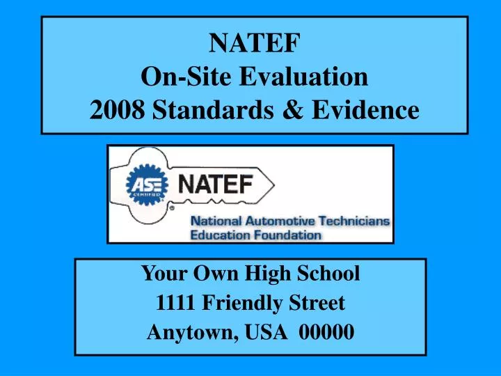 natef on site evaluation 2008 standards evidence