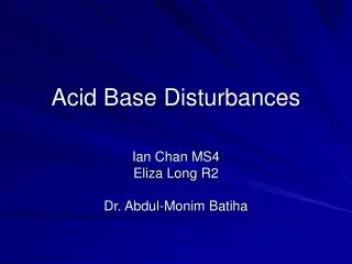 Acid Base Disturbances