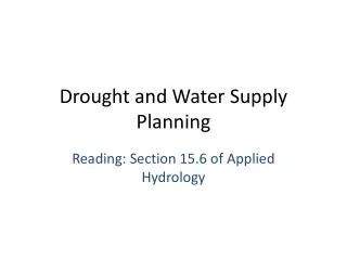 Drought and Water Supply Planning