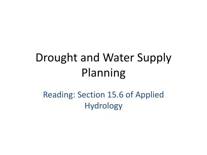 drought and water supply planning