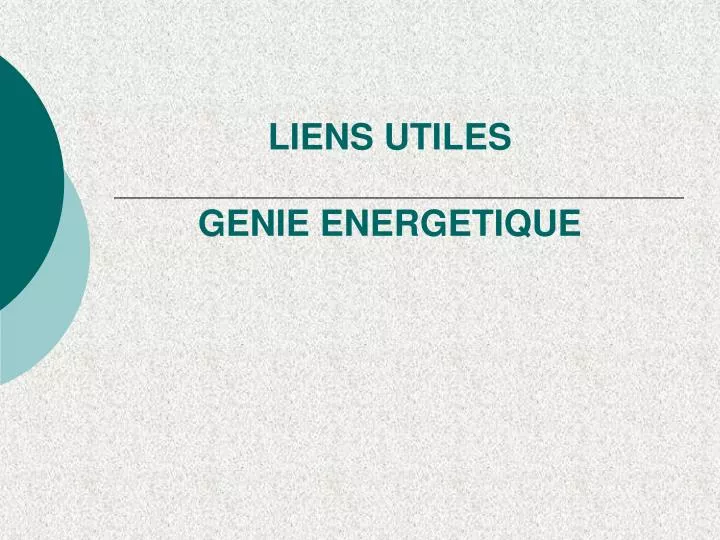 liens utiles genie energetique