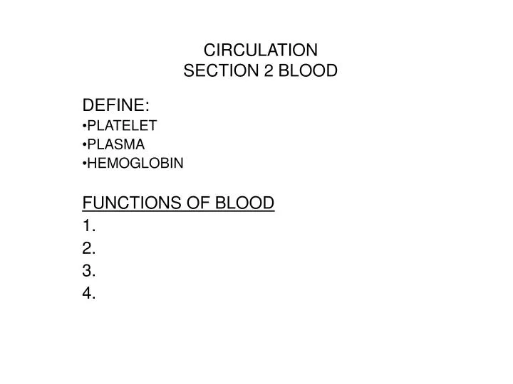 circulation section 2 blood