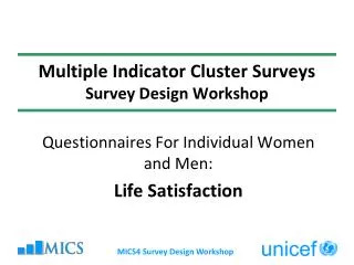 multiple indicator cluster surveys survey design workshop