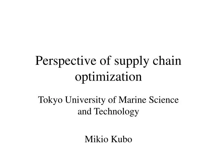 perspective of supply chain optimization