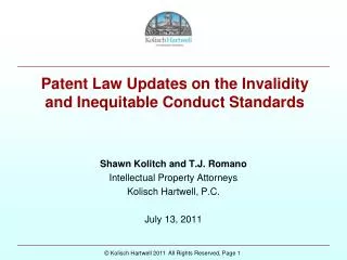 Patent Law Updates on the Invalidity and Inequitable Conduct Standards