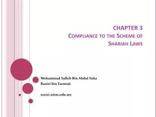 CHAPTER 3 Compliance to the Scheme of Shariah Laws