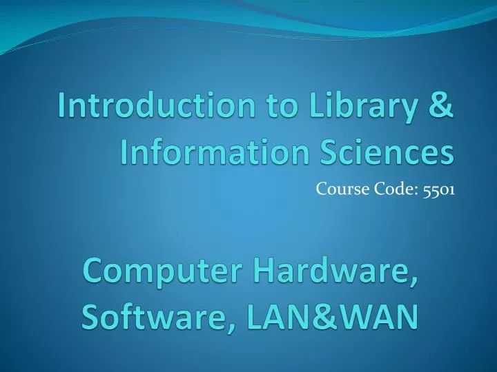 introduction to library information sciences