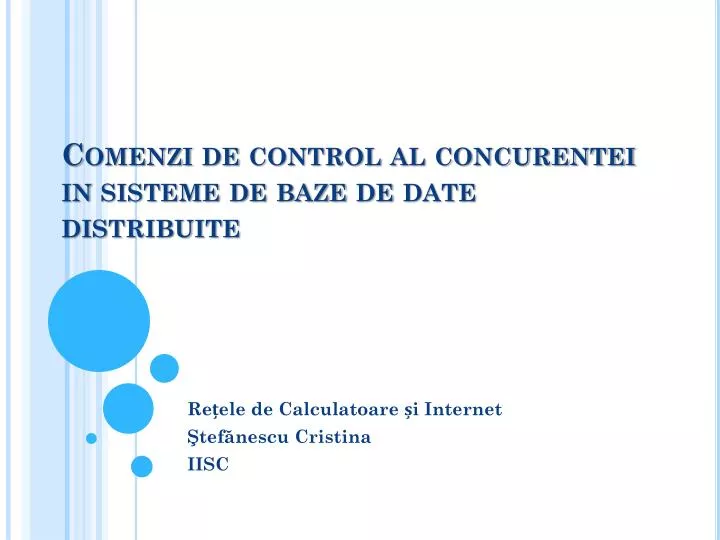 comenzi de control al concurentei in sisteme de baze de date distribuite