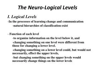 The Neuro-Logical Levels