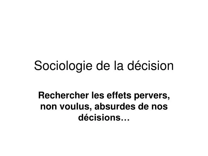 sociologie de la d cision