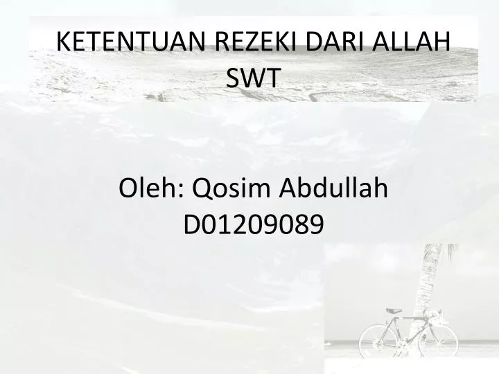 ketentuan rezeki dari allah swt oleh qosim abdullah d01209089