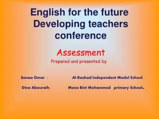 English for the future Developing teachers conference