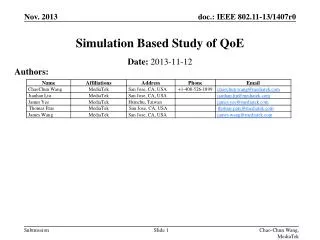 Simulation Based Study of QoE