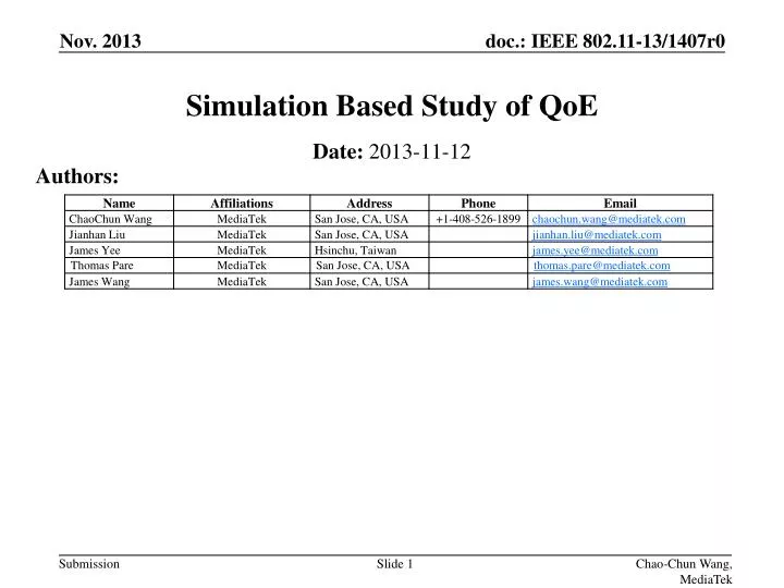 simulation based study of qoe