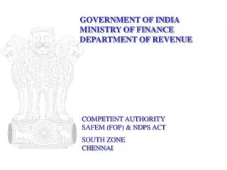 GOVERNMENT OF INDIA MINISTRY OF FINANCE DEPARTMENT OF REVENUE