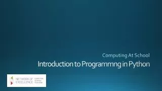 Introduction to Programmng in Python