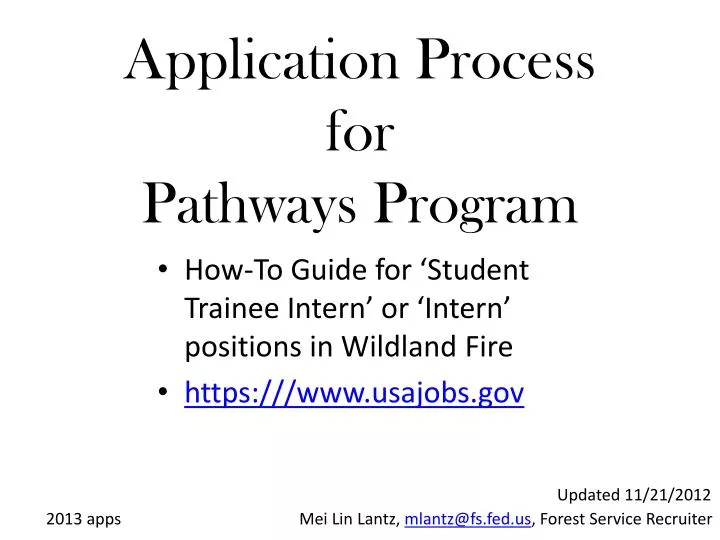 application process for pathways program