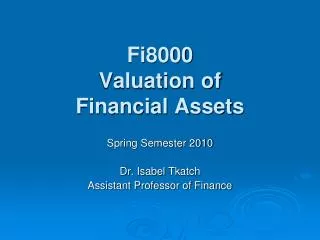 Fi8000 Valuation of Financial Assets