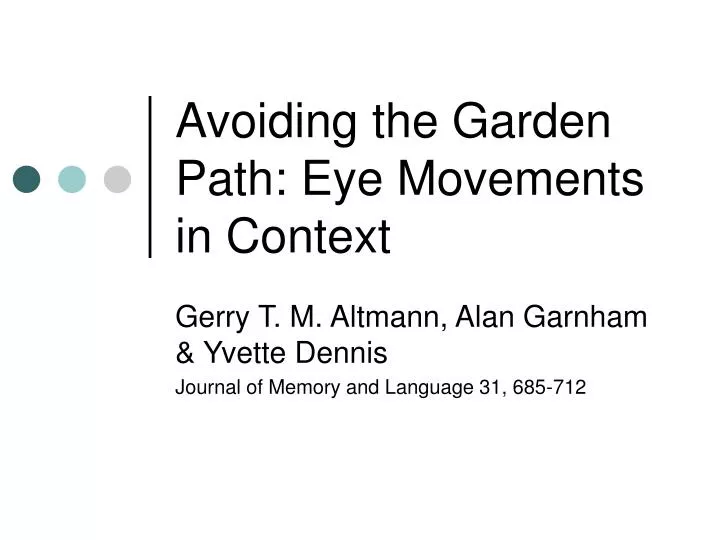 avoiding the garden path eye movements in context