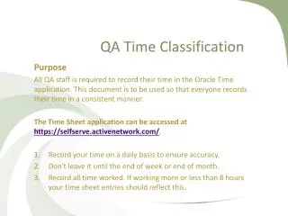 QA Time Classification