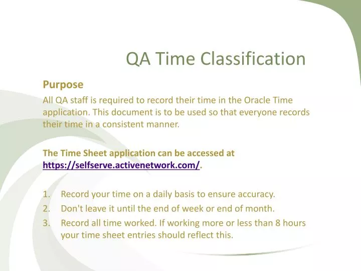 qa time classification