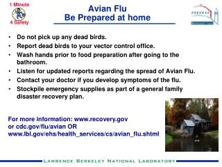 Avian Flu Be Prepared at home