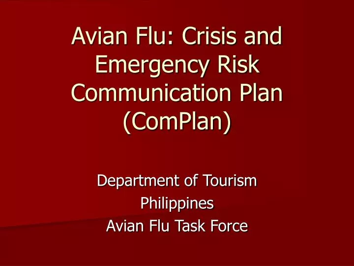 avian flu crisis and emergency risk communication plan complan