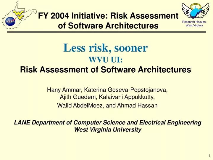 fy 2004 initiative risk assessment of software architectures