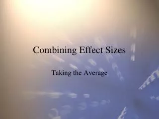 Combining Effect Sizes