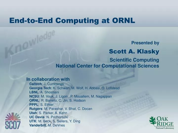 end to end computing at ornl