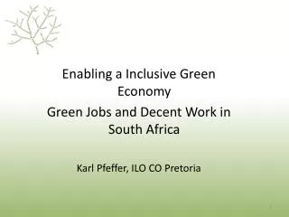 Enabling a Inclusive Green Economy Green Jobs and Decent Work in South Africa