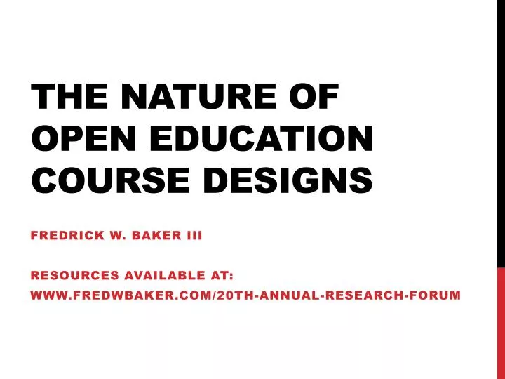 the nature of open education course designs