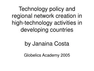 Globelics Academy 2005