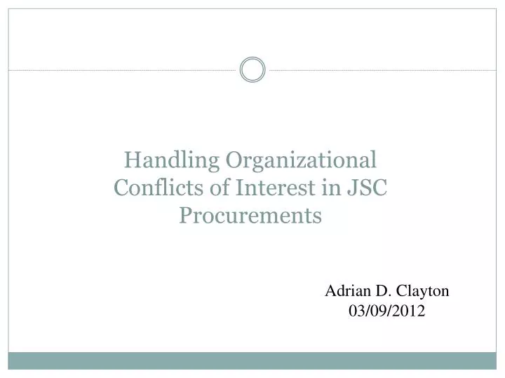 handling organizational conflicts of interest in jsc procurements