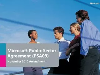 Microsoft Public Sector Agreement (PSA09) November 2010 Amendment